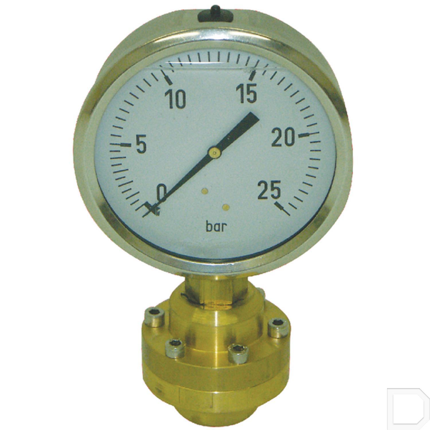 Manometer Ø 100mm 3/4" met membraan Manometers onderaansluiting