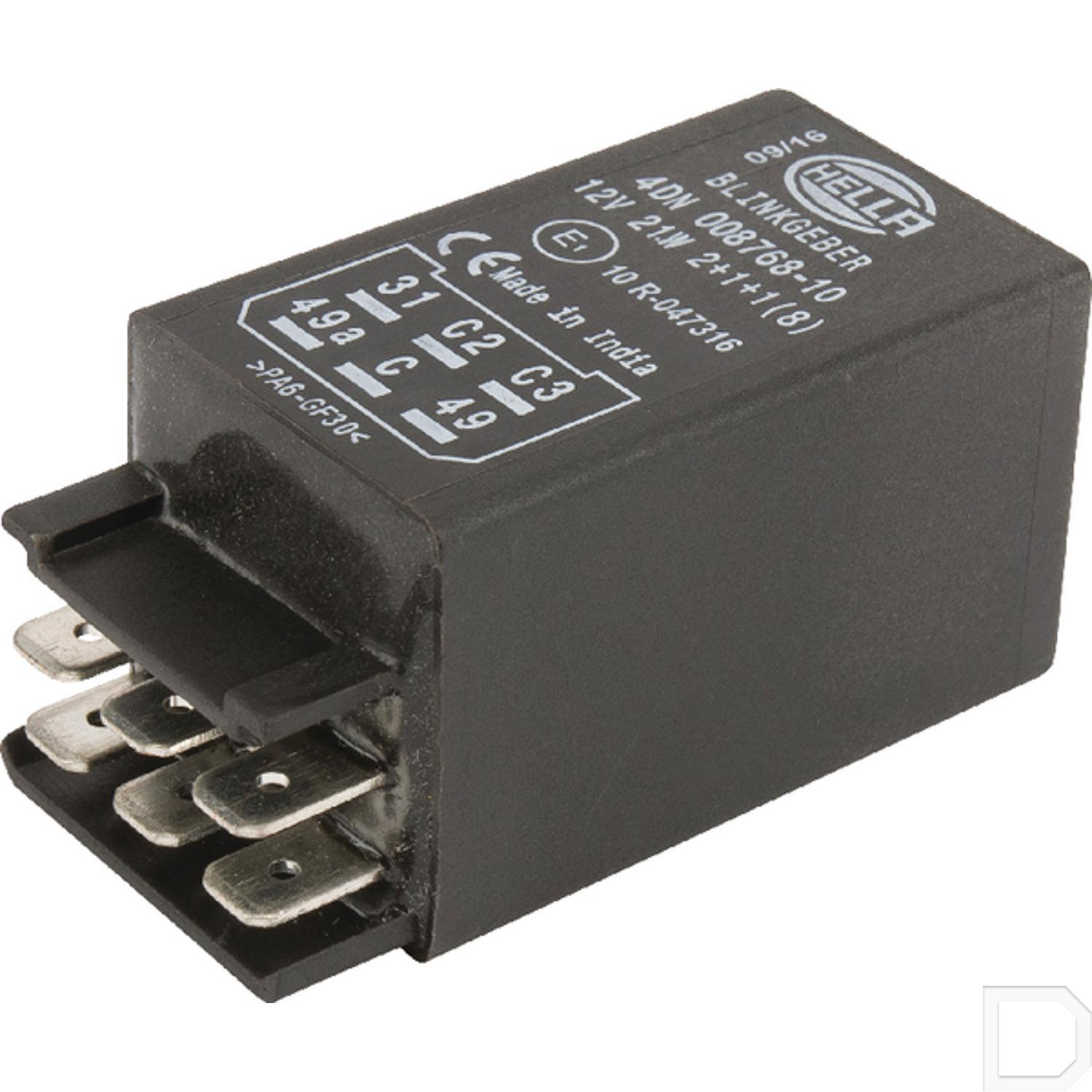 HELLA VALUEFIT Knipperlichtrelais – 12V/24V, 6-polig, Elektronisch, Met Houder, 90±15 Knippers/min, Voor Aanhangwagen En Opbouwmontage