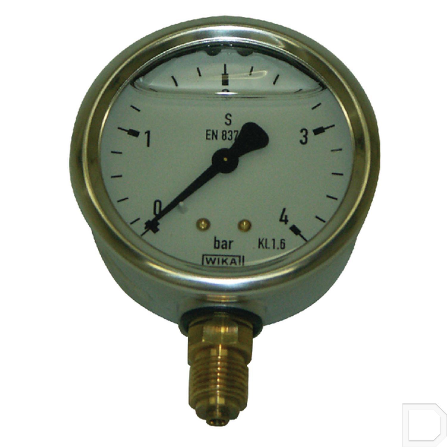 Manometer Ø 63mm 0 4bar 1/4" onderaansluiting glycerine Manometers