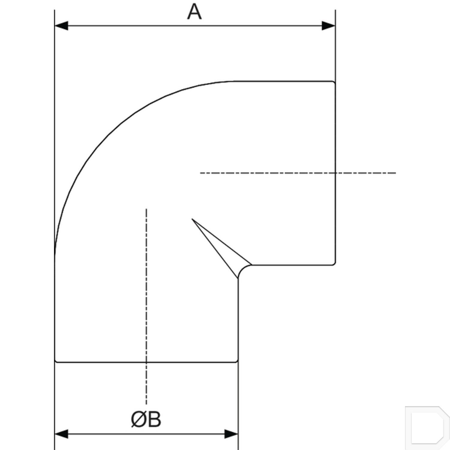 Mas 90 Type Code Knie 90°, 25mm, Inwendig Lijm, PVC, Prevost - Recht| INDI